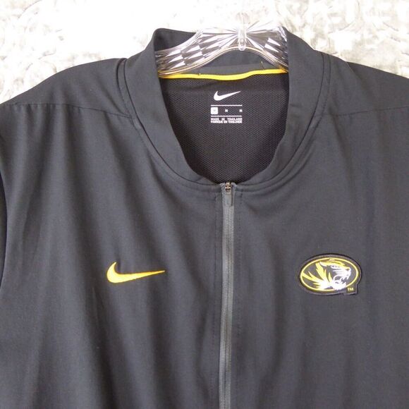 Mizzou Tigers Nike Windbreaker Men's Medium Black Track Full Zip Jacket Side Zip - Picture 2 of 10